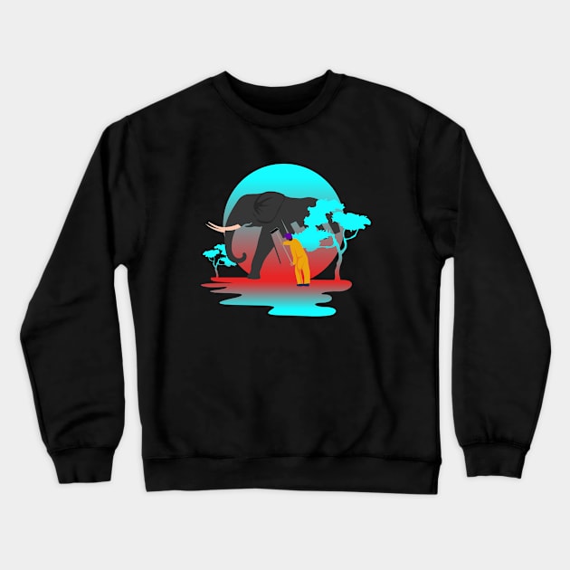 Colouring Elephant T-shirt design Crewneck Sweatshirt by RJ-Creative Art